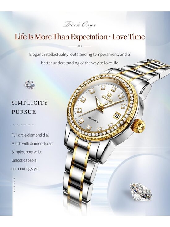 Women\'s White Automatic Diamond Luxury Mechanical Stainless Steel Wrist Watches main image 4